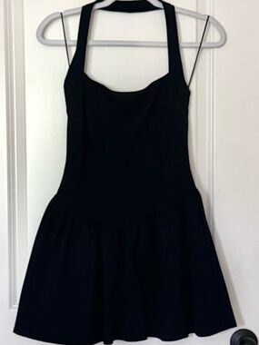 Black Women's Mini Dress with Halter Neck